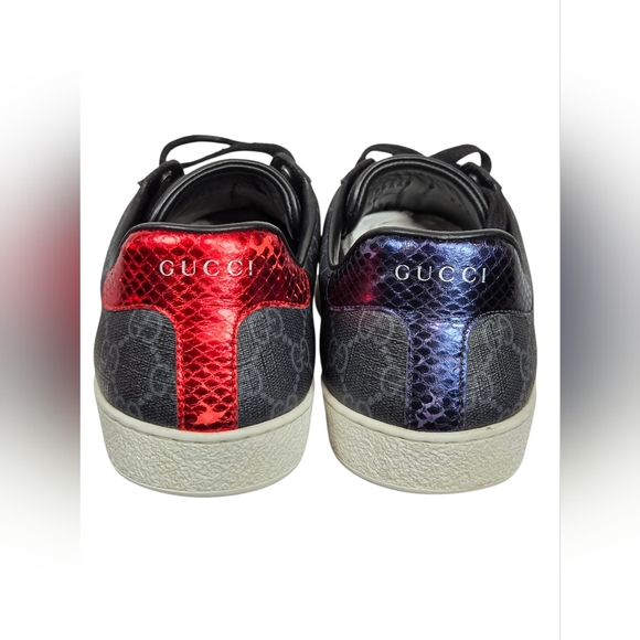 Gucci Ace GG Supreme Canvas Sneakers Black Web Stripe Sz 9 EU 43 429445 - Picture 7 of 16